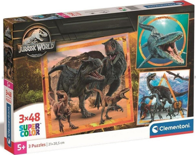 Puzzle Clementoni Jurassic World, 144 copë, set me 3, shumëngjyrësh
