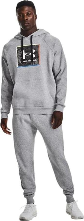 Bluzë me kapuç Under Armour UA Rival FLC Graphic Hoodie, për meshkuj, me xhep kangur, gri