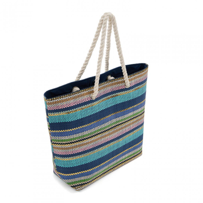 Çantë plazhi Heinner Beach Bag Stripes, 50x38x35x15 cm, letër e endur, shumëngjyrëshe