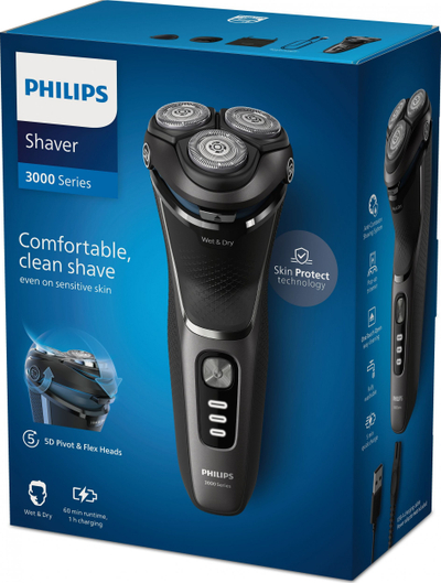 Aparat rroje elektrik Philips Shaver S3343/13, PowerCut, 60 min, i zi