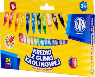 Ngjyra dylli Astra Crayons, balte kaoline, 24 ngjyra