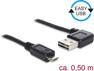 Kabllo USB DeLOCK Easy 85163, USB 2.0 në Micro USB, 0.5 m, i zi