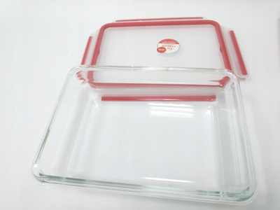 Enë ruajtëse Emsa Clip&amp;Close Glass, 1.3L, qelq, e kuqe