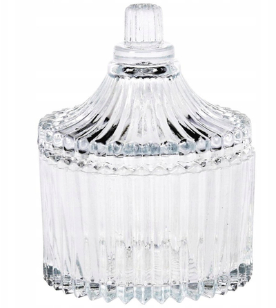 Enë sheqeri qelqi Crystal, me kapak, transparente