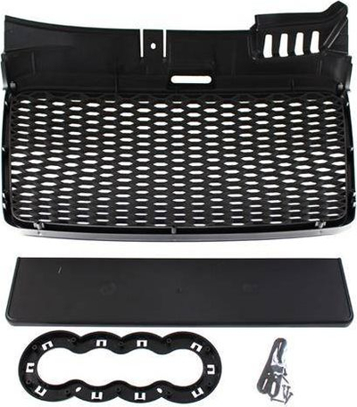 Grillë MTuning për Audi A4 B7, RS Style, 2004–2008, argjend e zezë