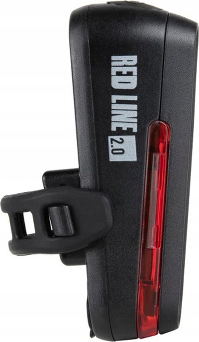 Dritë pasme biçiklete Mactronic Red Line 2.0, 20 lumen, USB C, e zezë me të kuqe