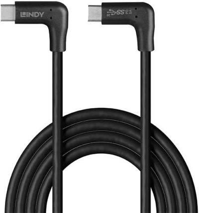 Kabllo USB LINDY 3.2 Type C, 0.5m, me 2 konektorë 90°, e zezë