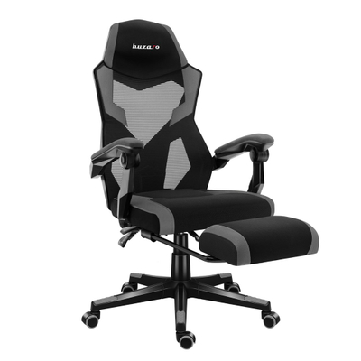 Karrige gaming Huzaro Combat 3.1, me mbajtëse për këmbët, gri me të zezë