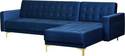 Divan kënd Aberdeen, kadife, bëhet shtrat, blu navy