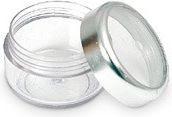 Kavanoz kozmetik Top Choice, 5 ml, plastik, transparent me kapak ngjyrë argjendi