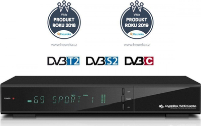 Marrës satelitor AB CryptoBox 752HD Combo, DVB T2 S2 C, Full HD, i zi