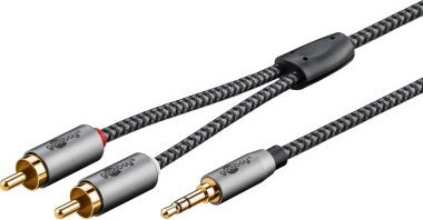 Kabllo audio Goobay adapter AUX, 3.5mm në RCA stereo, e zezë