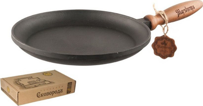 Tigan për palaçinka Maysternya, gize, 24 cm, me bisht druri, i zi