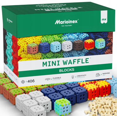Lodra ndërtime Marioinex Mini Waffle, 406 pjesë, blloqe të buta, shumëngjyrëshe