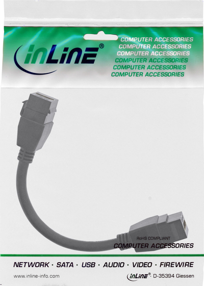 Kabllo HDMI InLine Keystone 2x, 0.2m, 4K 60Hz, e zezë