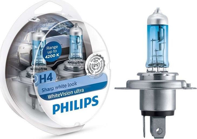 Llambë feneri Philips WhiteVision 12342WVUSM H4, 60/55W 12V, dritë e bardhë me efekt ksenon