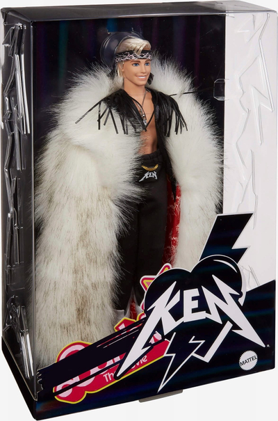 Kukull Barbie Mattel Ken The Movie, me pallto gëzofi sintetik, jelek me frudha, me bandanë