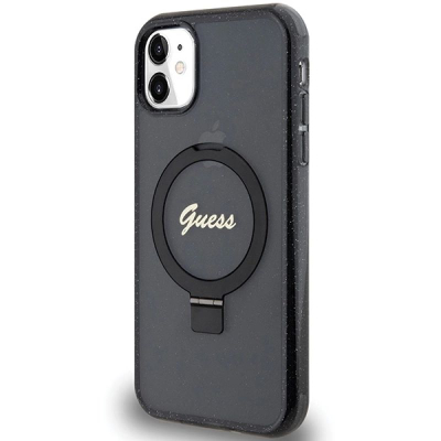 Kuti mbrojtëse Guess GUHMN61HRSGSK, iPhone 11 Xr 6.1", MagSafe, e zezë me shkëlqim