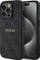 Mbrojtëse telefoni Guess 4G Leather Metal Logo Hardcase për iPhone 15 Pro, MagSafe, e zezë