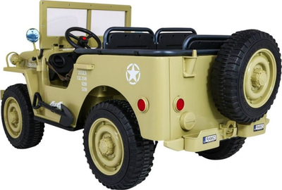 Makina elektrike për kalamaj Baby Active Retro Military Vehicle 4x4, me drita që punojnë, ngjyrë rëre
