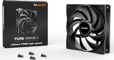 Ftohës Be quiet! Pure Wings 3, 12 cm, i zi