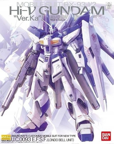Model kit Bandai Hi Nu Gundam Ver. Ka MG, 1/100, plot pjesë lëvizëse, bardhë me vjollcë
