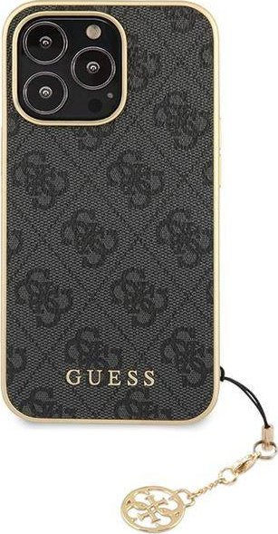Mbulesë telefoni Guess 4G Charms GUHCP14LGF4GGR për iPhone 14 Pro, hardcase, gri