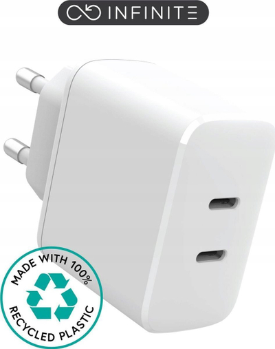 Karikues muri eStuff ES637035, 2x USB-C, 35W PD QC, i bardhë