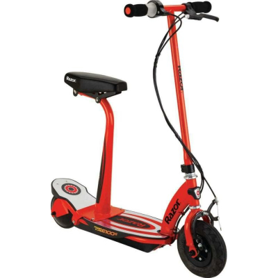 Trotinet elektrik Razor E100S Power Core me sedilje për kalamajt, i zi me të kuqe