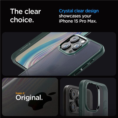 Kapak telefoni Spigen Ultra Hybrid për iPhone 15 Pro Max, transparent, jeshile frost