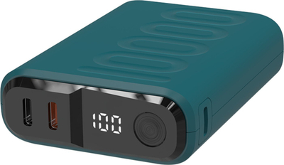 Powerbank RealPower PB-10000C PD Plus, 10000mAh, 3x Type C, blu e errët