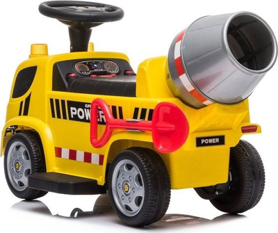 Makina ride-on betoni Power, bateri 6V, me tinguj dhe drita, e verdhë