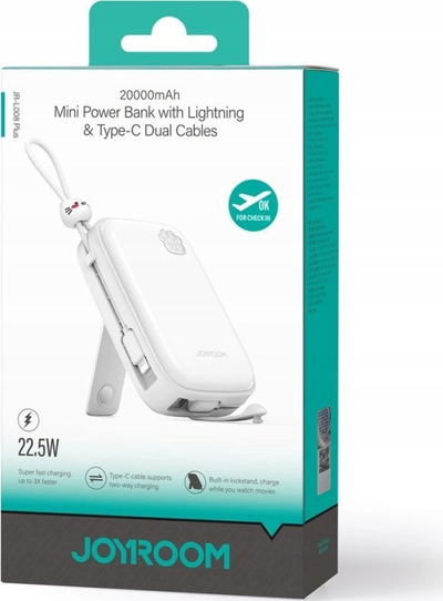 Powerbank Joyroom JR-L008 Plus Cutie, 20000mAh, 22.5W, i bardhë