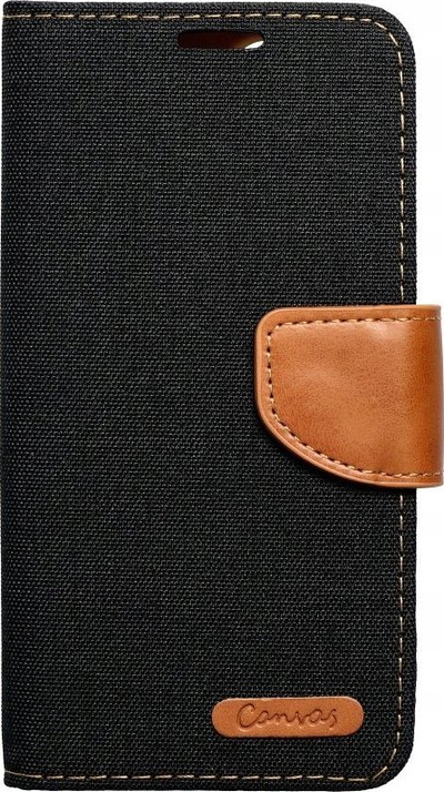Kapak telefoni Canvas Book për iPhone 16 Plus, me portofol, mbyllje me magnet, i zi