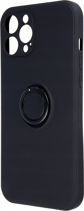 Këllëf telefoni Forcell Silicone Ring për iPhone 13 Pro, silikon, me unazë stand, i zi