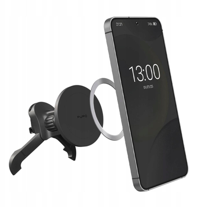Mbajtës telefoni për veturë Puro PUSH12MAGBLK, magnetik, për grila ajri, i zi