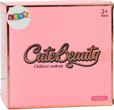 Set make up për goca Lean Toys Cute Beauty, kuti bojrash makeup-i me muzikë, 17.5 x 17 x 12.5 cm, rozë