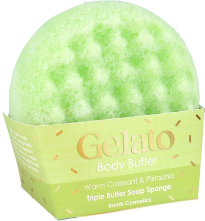 Сунѓер за тело Bomb Cosmetics Gelato Body Buffer, Warm Croissant и Pistachio, зелен