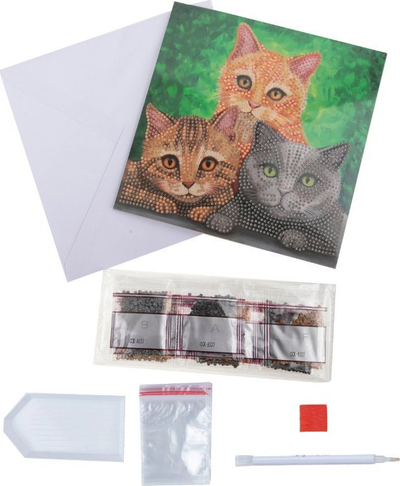Kartolinë dekorative Craft Buddy Cats Crystal Art, 18x18cm