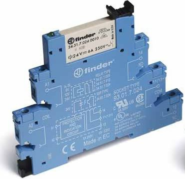 Rele ndërfaqe Finder 38 Series, 230V AC DC, SPDT 1 pol, montim në shinë DIN