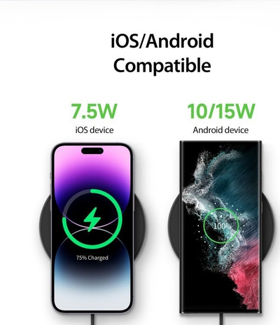 Karikues wireless Duzzona W11, 15W, për telefon, i zi