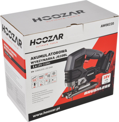 Sharrë orbitale me bateri Hoozar JS10BL, brushless, 18V 2.0Ah, me valixhe