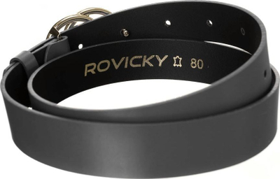 Каиш од кожа за жени Rovicky, 2.7cm, тока два круга, црн