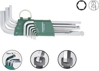Set çelësa imbus Jonnesway H05SA109S, L-type, 1.5-10mm, 9 copë