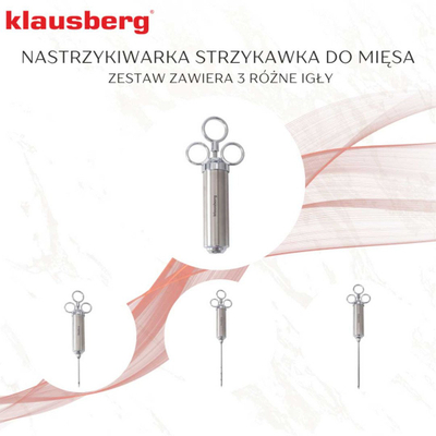 Шприц за маринирање месо Klausberg KB-7842, 60 ml, нерѓосувачки челик