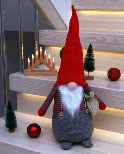 Figurë dekorative Saska Garden Decorative Santa, 50cm, djalë me thes, shumëngjyrëshe