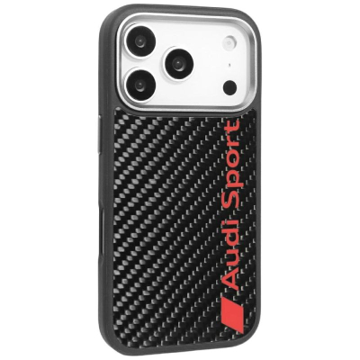Futrollë telefoni Audi Sport R8 Carbon Fiber MagSafe, për iPhone 17 Pro, e zezë