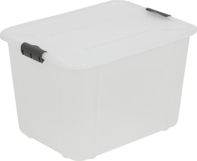 Пластична кутија со капак BranQ VELUR, 30L, бело сива