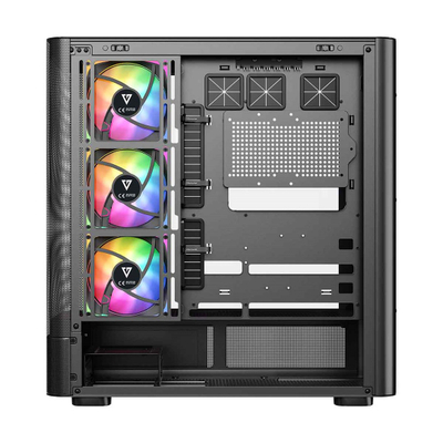 Kuti gaming MODECOM Volcano AQ400 ARGB, MIDI Tower, 4 ventilatorë ARGB, e zezë