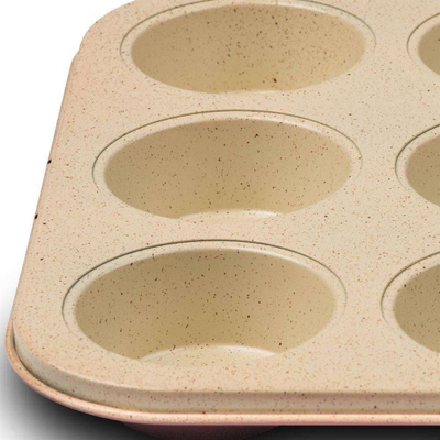 Tavë muffins NAVA Terrestrial, 12 vende, granit qeramik, krem